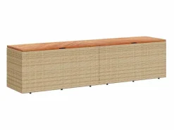 Discount vidaxl Caja de almacenaje jardín madera acacia ratán beige 220x50x54cm Color natural claro