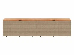 Discount vidaxl Caja de almacenaje jardín madera acacia ratán beige 220x50x54cm Color natural claro