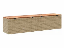 Discount vidaxl Caja de almacenaje jardín madera acacia ratán beige 220x50x54cm Color natural claro
