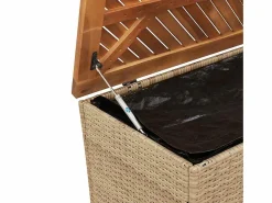 Discount vidaxl Caja de almacenaje jardín madera acacia ratán beige 220x50x54cm Color natural claro