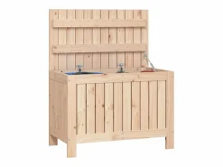 Hot Caja de almacenaje jardín madera maciza de pino 76x42,5x54 cm Baúl De Jardín