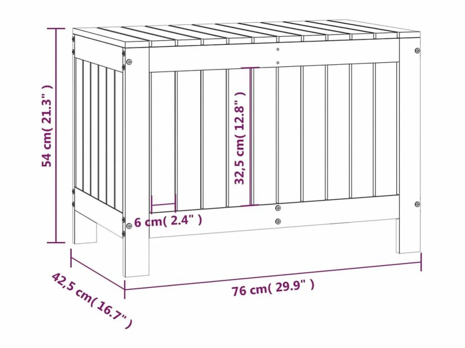 Hot Caja de almacenaje jardín madera de pino 76x42,5x54 cm Baúl De Jardín