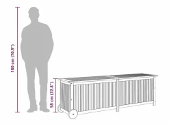 vidaxl Caja de almacenaje jardín con ruedas madera acacia 150x50x58 cm
