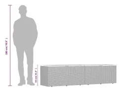 New vidaxl Caja de almacenaje jardín madera acacia ratán 220x50x54cm Gris