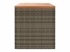 New vidaxl Caja de almacenaje jardín madera acacia ratán 220x50x54cm Gris