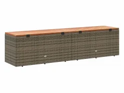 New vidaxl Caja de almacenaje jardín madera acacia ratán 220x50x54cm Gris