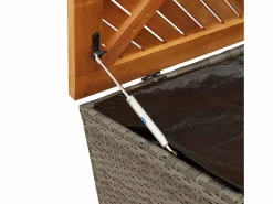 New vidaxl Caja de almacenaje jardín madera acacia ratán 220x50x54cm Gris