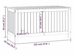 Caja de almacenaje jardín madera de pino 121x55x64 cm Baúl De Jardín