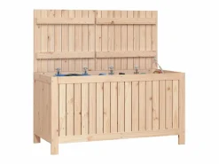 vidaxl Caja de almacenaje jardín madera maciza de pino 121x55x64 cm