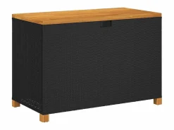 Outlet Caja de almacenaje jardín madera acacia ratán 110x55x63cm Baúl De Jardín