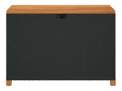 Outlet Caja de almacenaje jardín madera acacia ratán 110x55x63cm Baúl De Jardín