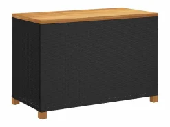 Outlet Caja de almacenaje jardín madera acacia ratán 110x55x63cm Baúl De Jardín