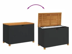 Outlet Caja de almacenaje jardín madera acacia ratán 110x55x63cm Baúl De Jardín