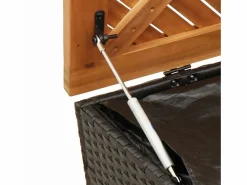 Online vidaxl Caja de almacenaje jardín madera acacia ratán 110x50x54cm Negro