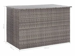 New vidaxl Caja de almacenaje jardín ratán sintético 150x100x100 cm Gris