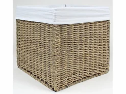 Online Calicosy Caja de almacenaje plegable de junco marino - 32 x 32 x 32 cm Color natural claro