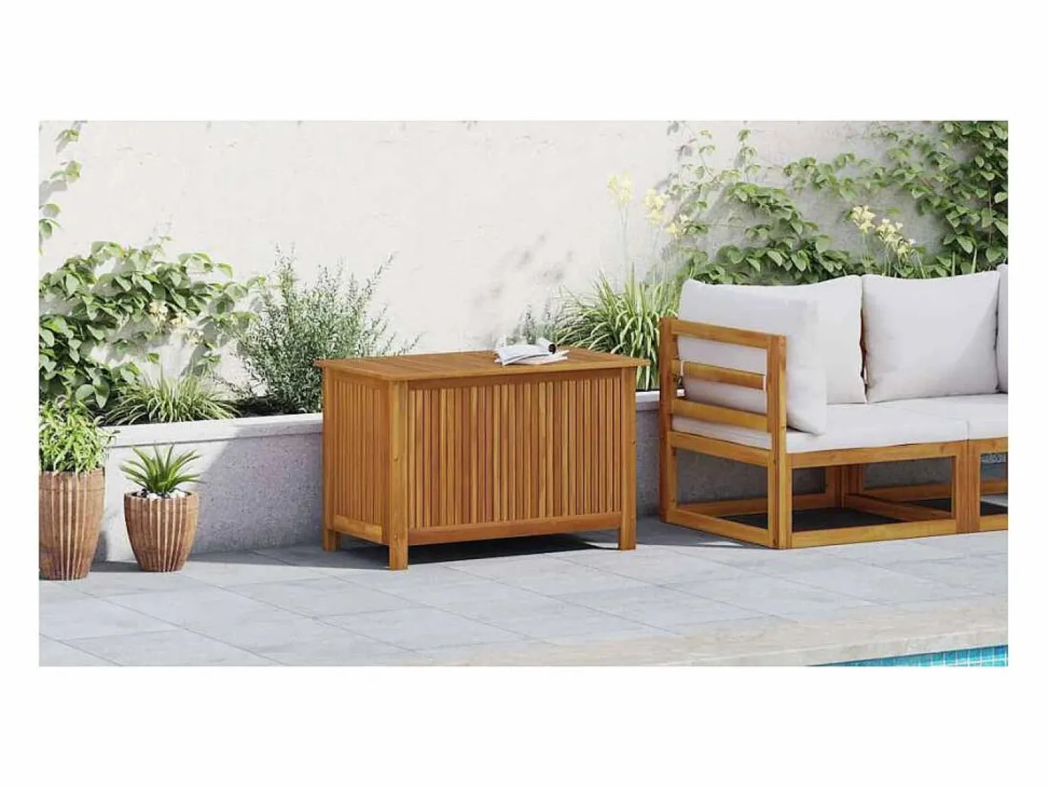 Sale Caja de almacenamiento de jardín 90x50x58 cm madera maciza de acacia Marru00f3n