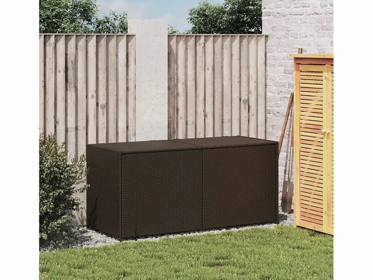 Clearance Caja de almacenamiento de jardín marrón de 283 l de resina tejida Armario De Jardín