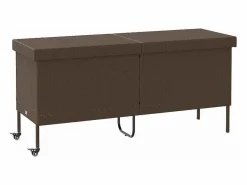 Hot Caja de almacenamiento de jardín con ruedas, marrón, 160x55x75 cm, resina trenzada Marru00f3n