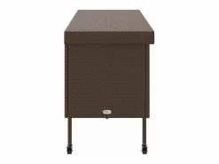Hot Caja de almacenamiento de jardín con ruedas, marrón, 160x55x75 cm, resina trenzada Marru00f3n