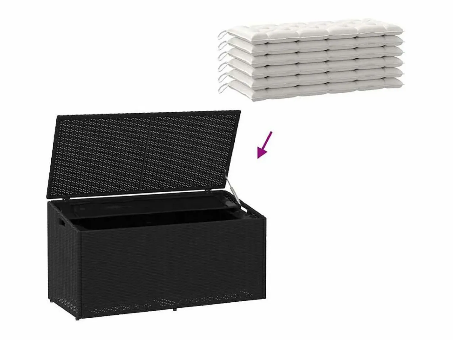 Hot Caja de almacenamiento de jardín negra 110x50x58 cm resina tejida Armario De Jardín