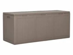 Caja de almacenamiento de jardín 270 L Marrón PP aspecto madera Marru00f3n