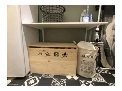 Outlet Caja de almacenamiento de pino en bruto 135 litros Baúl Y Arcón