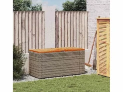 Caja de almacenamiento de jardín hecha de resina trenzada y madera de acacia