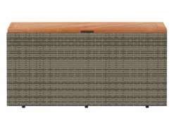 Caja de almacenamiento de jardín hecha de resina trenzada y madera de acacia