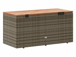 Caja de almacenamiento de jardín hecha de resina trenzada y madera de acacia