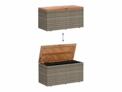 Caja de almacenamiento de jardín hecha de resina trenzada y madera de acacia