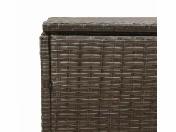 Caja de almacenamiento de jardín marrón 110x50x58 cm resina tejida