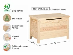 Astigarraga Caja de almacenamiento de pino 85L