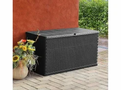 New Caja de almacenamiento de jardín Antracita 120x56x63 cm PP Ratán Gris
