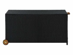 Caja de almacenamiento de jardín negra 120x65x61 cm resina tejida