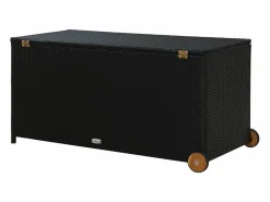 Caja de almacenamiento de jardín negra 120x65x61 cm resina tejida