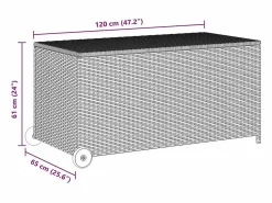Caja de almacenamiento de jardín negra 120x65x61 cm resina tejida