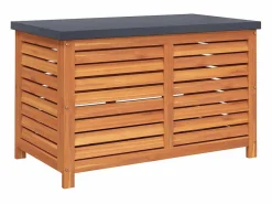 Sale Caja de almacenamiento de jardín 60x50x55 cm madera de eucalipto Marru00f3n