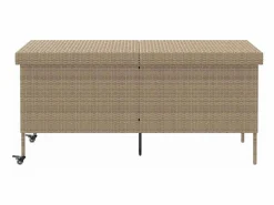 Caja de almacenamiento de jardín con ruedas, 160x55x75 cm, resina trenzada Beige