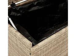 Caja de almacenamiento de jardín con ruedas, 160x55x75 cm, resina trenzada Beige