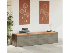 Outlet Caja de almacenamiento de jardín hecha de resina trenzada y madera de acacia Gris