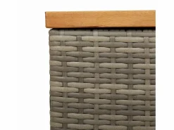 Outlet Caja de almacenamiento de jardín hecha de resina trenzada y madera de acacia Gris