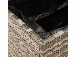 Outlet Caja de almacenamiento de jardín hecha de resina trenzada y madera de acacia Gris