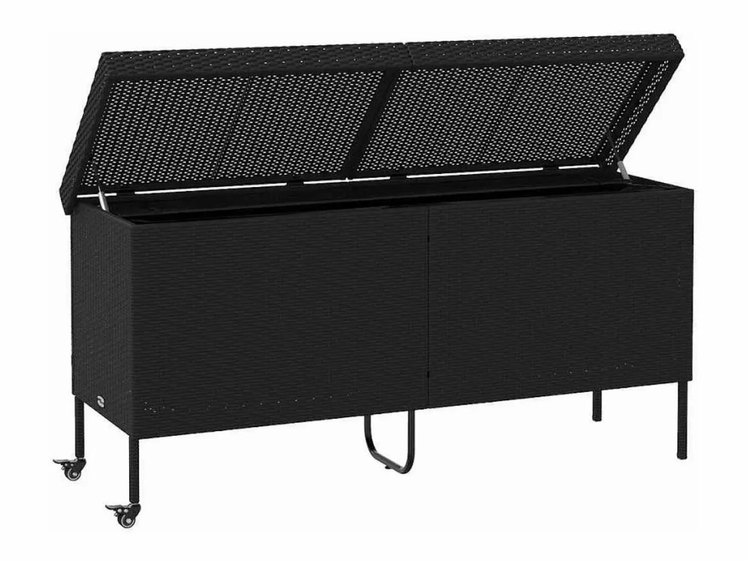 Best Caja de almacenamiento para jardín de mimbre de resina negra y ruedas Negro