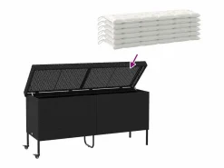 Best Caja de almacenamiento para jardín de mimbre de resina negra y ruedas Negro