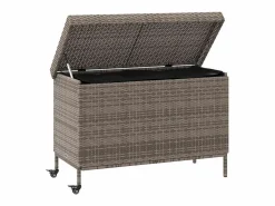 Discount Caja de almacenamiento para jardín de mimbre de resina y ruedas Armario De Jardín