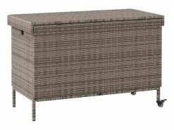 Discount Caja de almacenamiento para jardín de mimbre de resina y ruedas Armario De Jardín