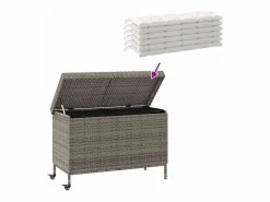 Discount Caja de almacenamiento para jardín de mimbre de resina y ruedas Armario De Jardín