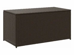 Caja de almacenamiento para jardín de resina tejida 100x50x50 cm marrón