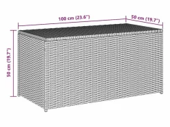Caja de almacenamiento para jardín de resina tejida 100x50x50 cm marrón